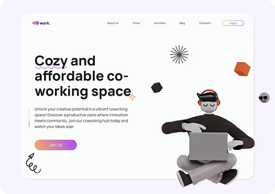 Website page for a coworking space coworking cozy page ui website