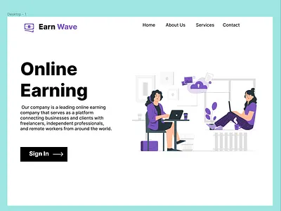 Online earning branding graphic design ui