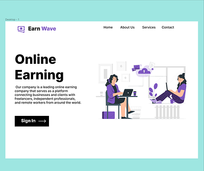 Online earning branding graphic design ui