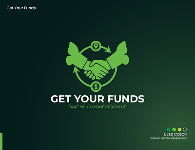 Get Your Funds Logo | Lost Money Finding Agency | DesignoFly back butterfly finding agency fund funding logo get your money green logo hand hand money logo hand shake logo handshake logo lost location lost money money agency money logo refunding