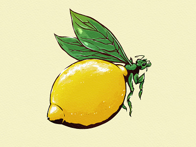Lemon bug funny illustration lemon sticker texture