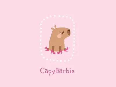 Cute capybara capybara barbie cute design illustration pink