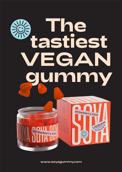 Soya gummy branding branding gummies packaging design vegan