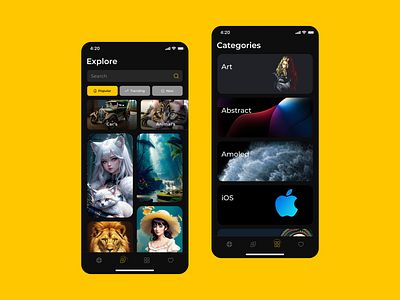 Wallpaper App app app ui design application application design application ui branding design inspiration ui logo mobile app ui ui design ux ux design wallpapers application