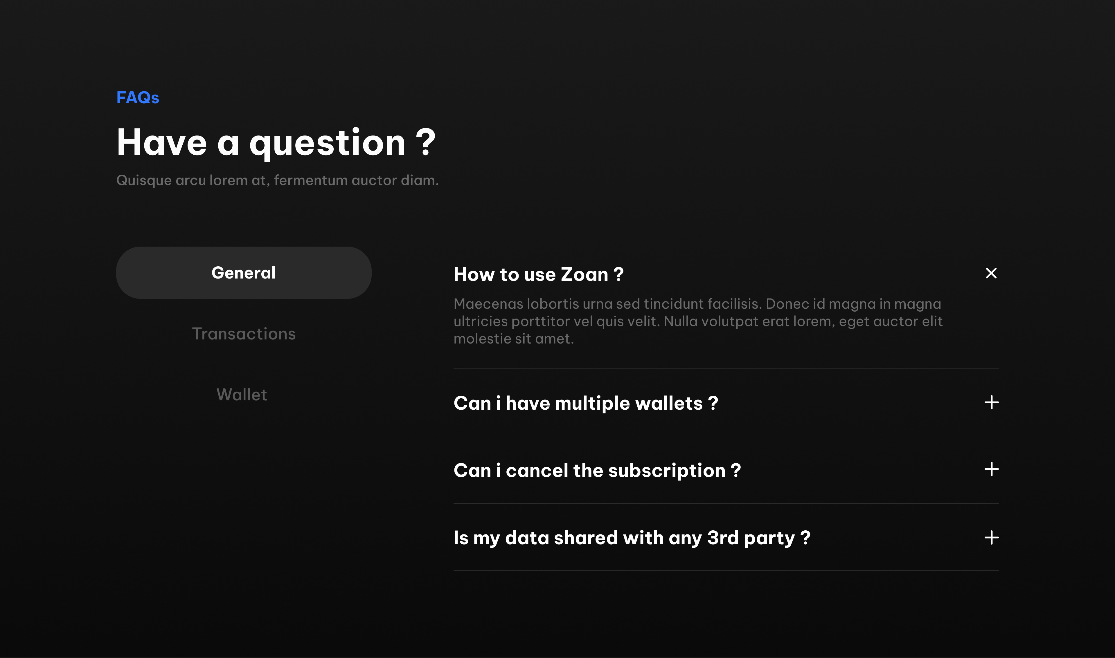 Crypto FAQs ✨ crypto cryptocurrency faq footer interface minimal ui ux web3