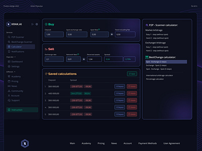 Arbitrage calculator & Cryptocurrency branding cryptocurrency design exchange product ui ux web