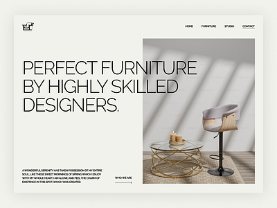 Furniture Company Studio Website Landing Page Inspiration above the fold design furniture landing minimal studio ui ux website wood