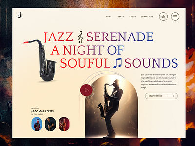 Jazz Concert 2023 clean elegant jazz jazzconcert minimalistic night peaceful serenade soulful sound ui uiux ux