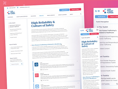 LHA Trust Funds | Toolkit Entry Page anchor links brand branding content detail page details dropdown menu graphic design healtcare hospital materials medical product design sidebar navigation toolkit ui uiux web web design website