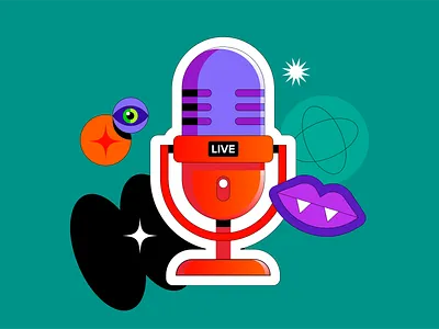 ASMR on LIVE / Halloween Edition! asmr eye green halloween illustration lips mic microphone mouth orange purple sticker tiktok vectober vector