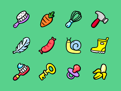 Kids app illustrated icons app brush children drawing drawings game icon icon set iconography iconography set icons illustrated illustrated icons illustration kids objects