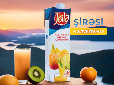 Banner for Juice and Milk 3d azer azerbaijan azersud branding business design graphic design jale juice logo milk ui