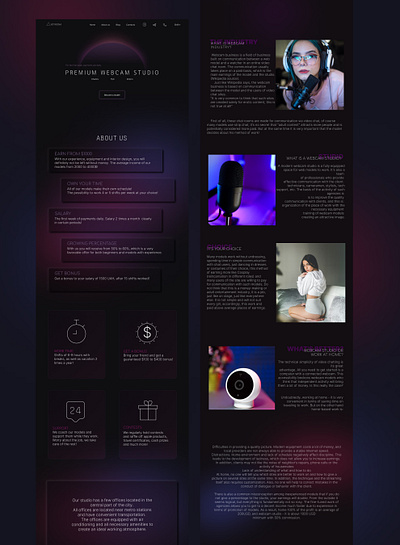 Web-cams tudio black cam design model pemium studio violet web web design website