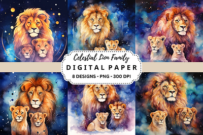 Celestial Lion Family Background tumbler wrap