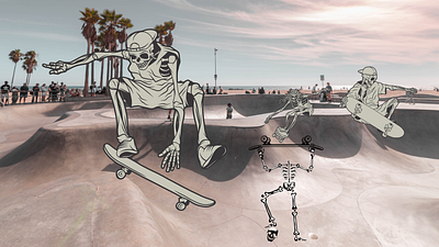 Spooky Skaters halloween illustration random skeletons