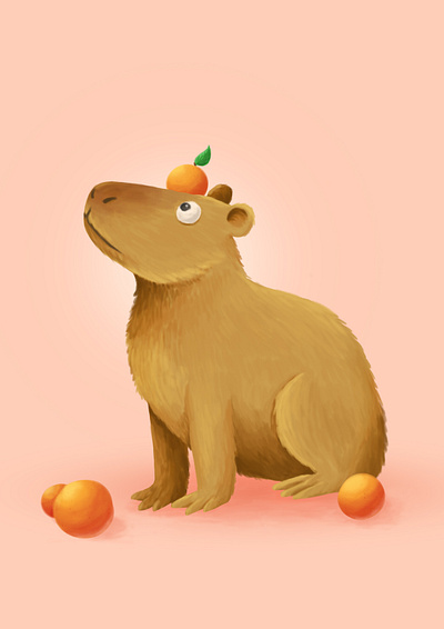 Capybara adobe photoshop animal art capybara character design design drawing illustration orange