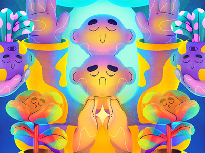 Finding Myself 3d character colorful flowers hands magic meditation mushrooms nature plants portal pot spiritual