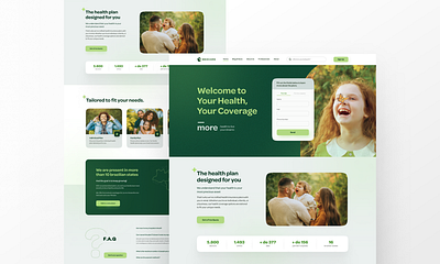 Website Design | Health Insurance business clean design figma green health health insurance interface landing page minimal ui ui design webdesign website website design