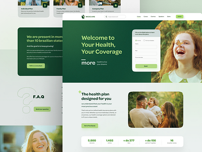 Website Design | Health Insurance clean figma green health health insurance interface landing page minimal soft ui ui design webdesign website website design