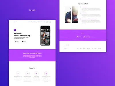 TouchApp – Landing Page figma figmadesign frontend landing page social app ui wordpress