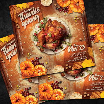 Thanksgiving Flyer Template turkey party