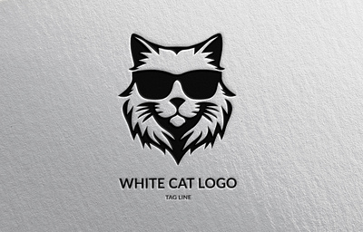 White Cat Logo animal branding cat design graphic design illustration logo typography vector
