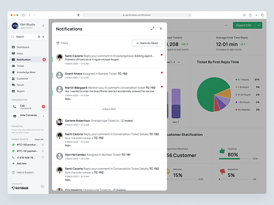 KirriDesk - Notifications for SaaS Customer Service Management csm customer service cx dashboard helpdesk management notification popup product design saas saas design support ui ux web design