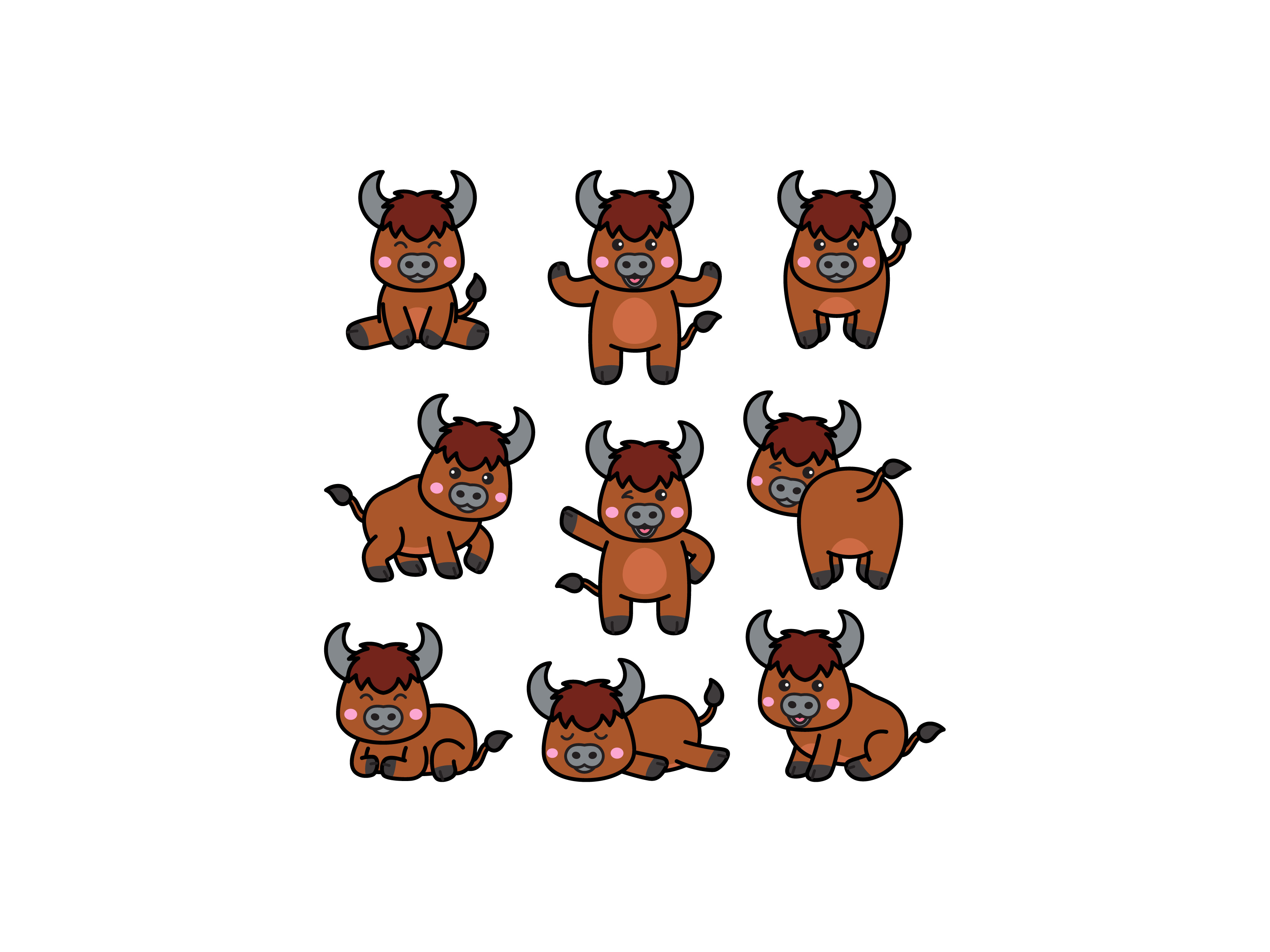 Buffalo Doodle Cartoon animals babybuffalo buffalo cute cutebuffalo doodle icon illustration logo vector