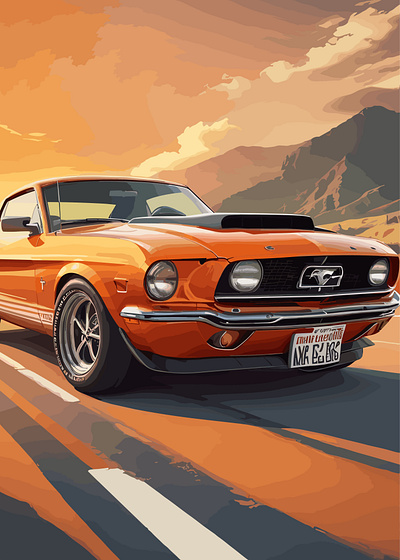 Mustang automotive car cars graphic design machine mustang retro