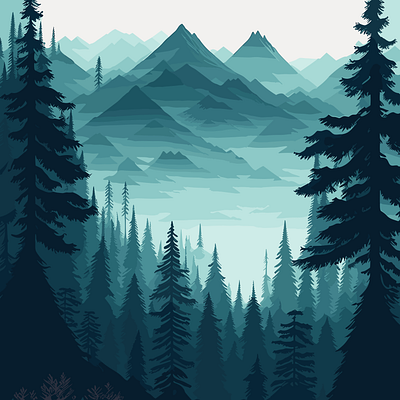 Foggy Mountains and Forest adventure ai ai art ai artwork camping dall e design digital art foggy forest graphic design hiking illustration mid journey mountains
