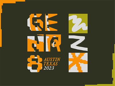Genr8 Austin brand board branding branding design conference conference design cyberpunk event gitch graphic design grunge identity identity design logo logo design print program typography wayfinding