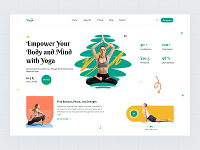 Yoga Landing Page adobe xd figma designer fitness gym landing page design landing page designer meditation personal training ui design user experience user interface ux design website header website ui design yoga yoga hero page yoga landing page yoga pose