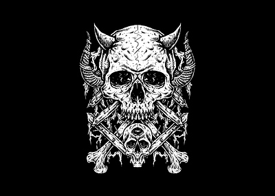 Skull with a rough material art band logo branding dark art death metal design graphic design illustration logo metal band logo skull art