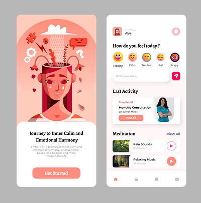 Mental Health App UI Design mental health mobile app ui ui design