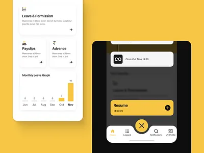 Maps - Attendance & Payroll - Mobile Clock in & Clock Out UI attendance app payslips app ui