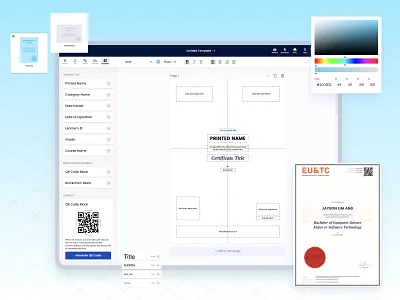 Online Certificate Builder — Edufied blockchain canvas certificate builder credentials kervin tan krvin landing page platform ui design website