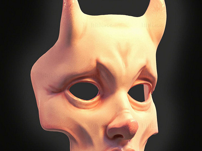 Demon woman tragic mask 3d printing model STL