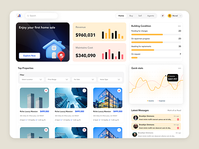 Real Estate Dashboard Concept agents clean dashboard design filters locations minimal properties real estate software rent trending trending design typography ui ux
