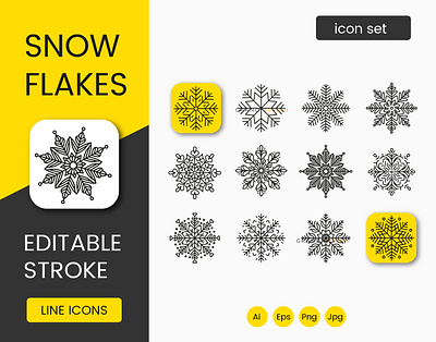 Set of elegant vector snowflakes patterns