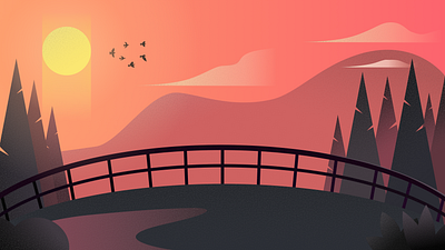 Hillside Sunset animation art design graphic design illustration shading sunset ui vector