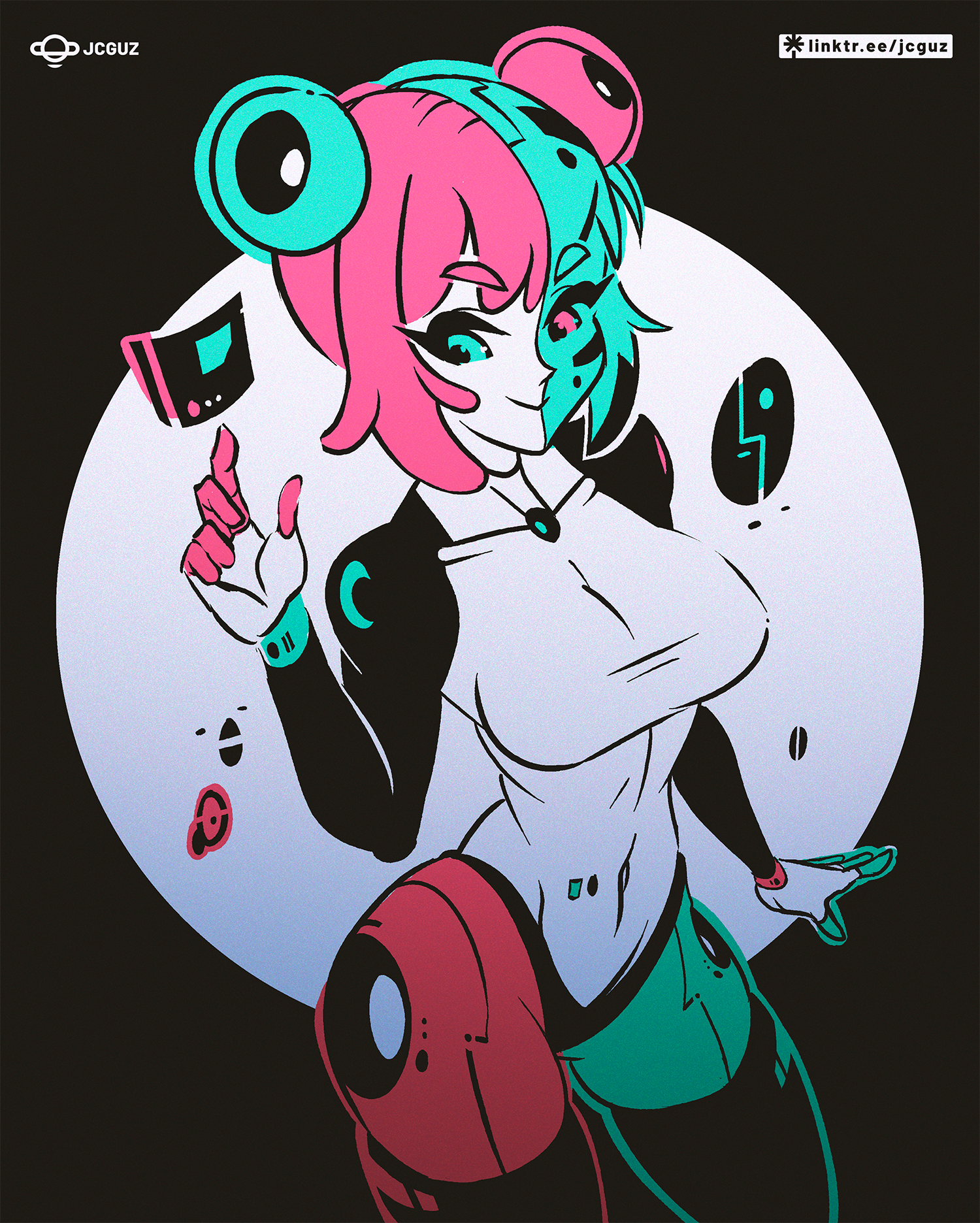 Cyborg Girl anime character colors cyborg design illustration inktober manga oc pinup pinuptober robot waifu