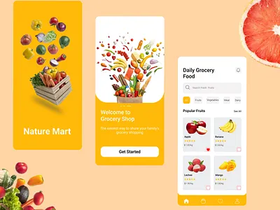Grocery App figma fresh hub graphic design grocery app grocery app ui grocery delivery app grocery shopping grocery store mobile app online grocery shopping ui ux