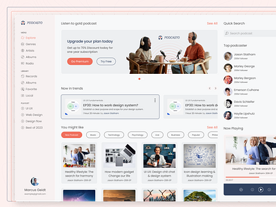 Podcasto- Pdcast Web App Design. app design dashboard dashboard design landing page landing page ui podcast dashboard podcast web app podcasto ui ui design ui template ui ux web app web application web design