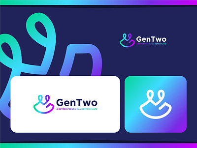 GenTwo logo brand 2 abstract logo app athlete branding celebrity colorful graphic design icon influencer internet logo logo desing minimalist logo modern logo playful playfun tech two ui