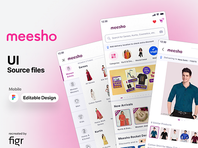 Meesho Mobile UI (Redesigned) android cheap colours design dress ecommerce editable fashion figma filter free ios kit marketpace meesho mobile app online shopping ui ux user experience