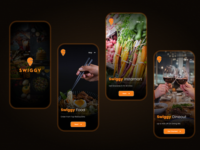 Swiggy Splash & Onboarding Page Redesign animation app redesign branding burgers concept creative design food food app idea illusration logo onboarding onboarding screen splash splash screen sweet swiggy ui design uiux