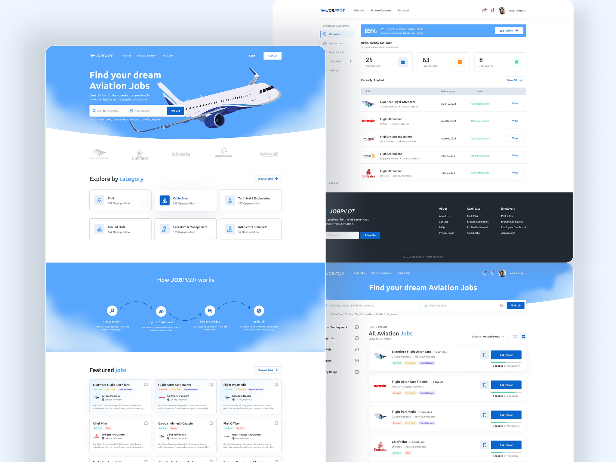 Aviation Job Seeker - Landing Page by Rendy Maulana on Dribbble