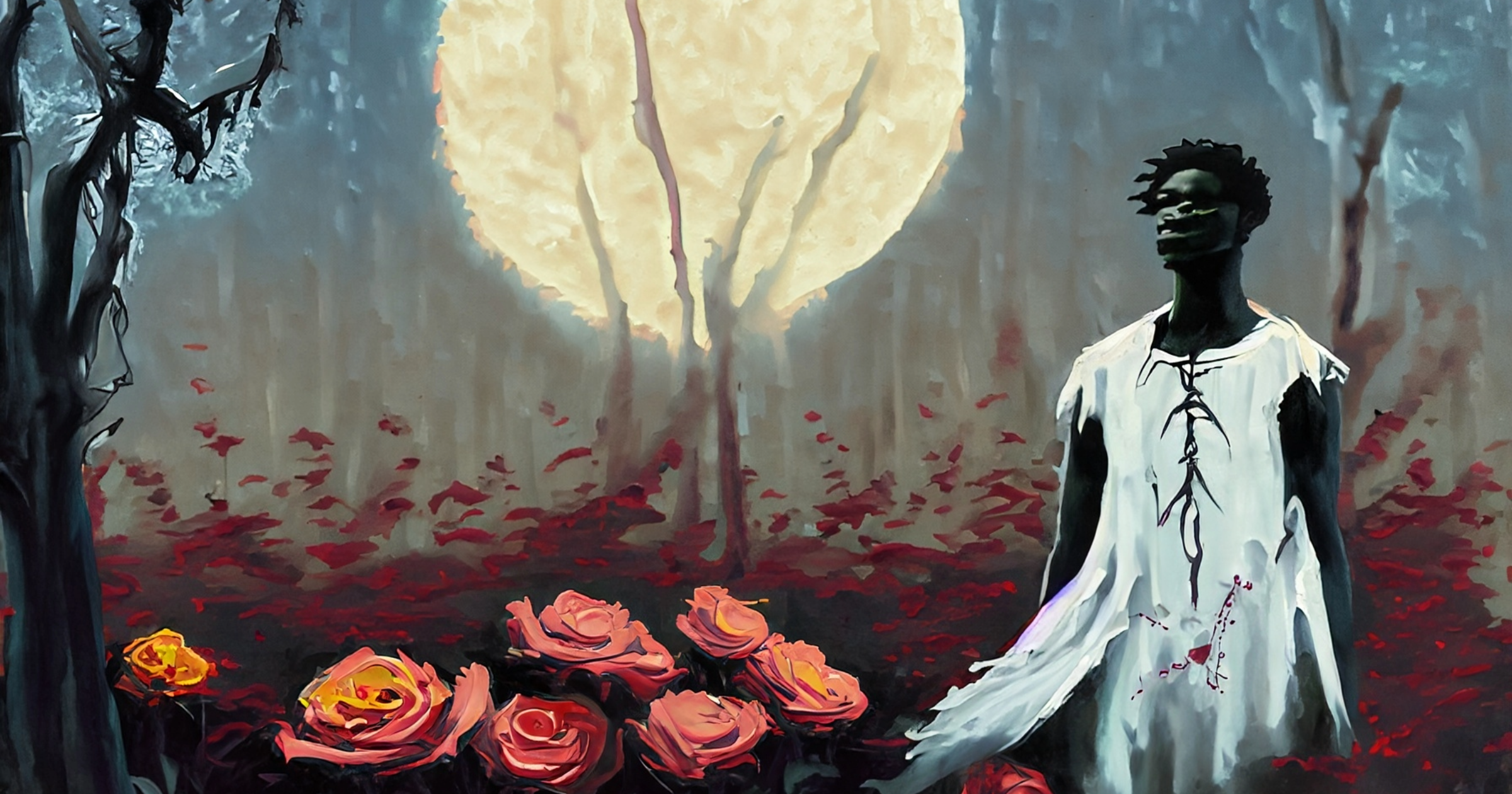 I married death. ai branding futurism graphic design horror story