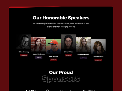 Events Speakers & Sponsors events ui homepage landing page ui
