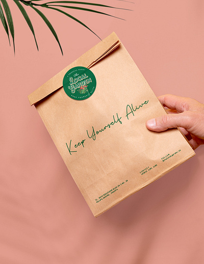 The Local Garden - Paperbag brand identity branding cafe design garden graphic design green illustration logo paperbag poke restaurant salad takeaway tropical typography